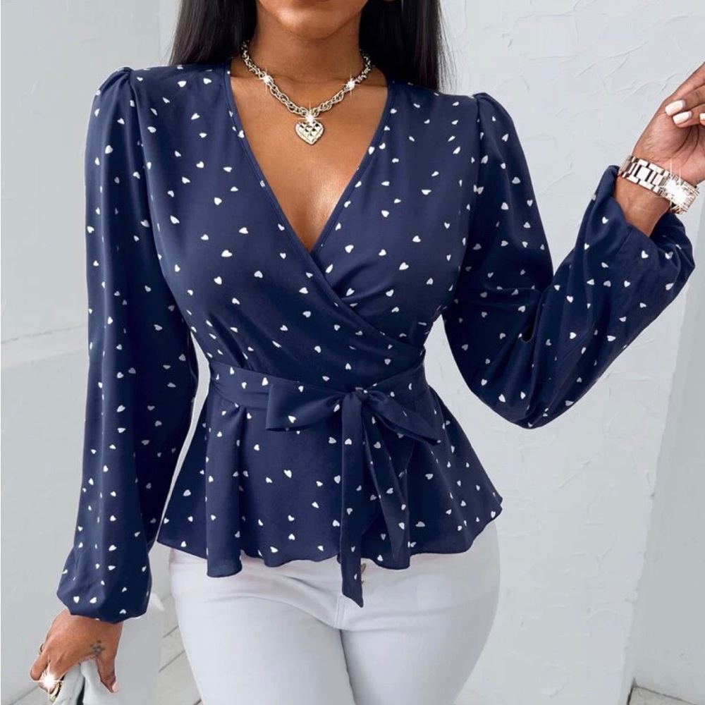 Beautiful blue peplum blouse